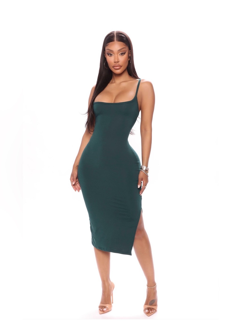 Like New! Fashion Nova Teal Green Midi Dress